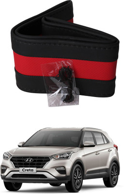 AYW Hand Stiched Steering Cover For Hyundai Creta(Black, Red, Leather)