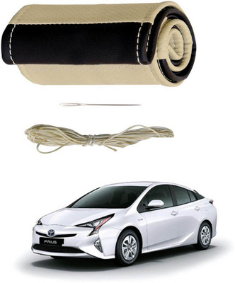 AYW Hand Stiched Steering Cover For Toyota Prius(Beige, Brown, Leather)