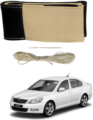 AYW Hand Stiched Steering Cover For Fiat Linea Classic(Black, Beige, Leather)
