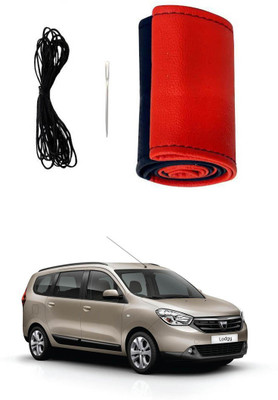 AYW Hand Stiched Steering Cover For Renault Lodgy(Red, Black, Leather)