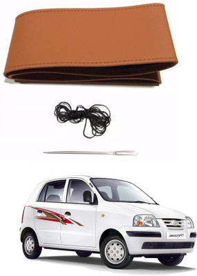 AYW Hand Stiched Steering Cover For Hyundai Santro Xing(Tan, Leather)