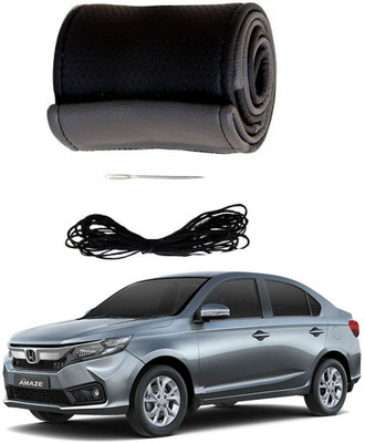 AYW Hand Stiched Steering Cover For Honda Amaze(Grey, Black, Leather)