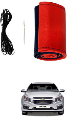 AYW Hand Stiched Steering Cover For Hyundai Creta(Red, Black, Leather)
