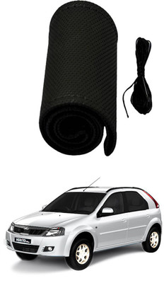 AYW Hand Stiched Steering Cover For Volkswagen Verito Vibe(Black, Leather)