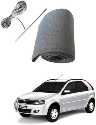 AYW Hand Stiched Steering Cover For Volkswagen Verito Vibe(Grey, Leather)