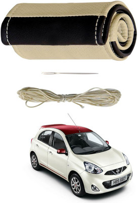AYW Hand Stiched Steering Cover For Nissan Universal For Car(Beige, Brown, Leather)