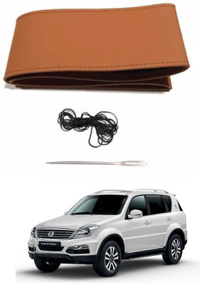 AYW Hand Stiched Steering Cover For SsangYong Rexton(Tan, Leather)
