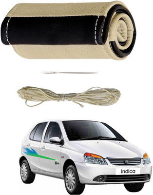 AYW Hand Stiched Steering Cover For Tata Indica Vista(Beige, Brown, Leather)