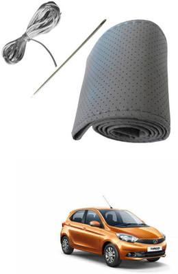 AYW Hand Stiched Steering Cover For Tata 520d(Grey, Leather)