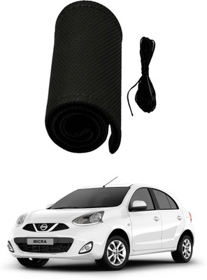 AYW Hand Stiched Steering Cover For Nissan Micra(Black, Leather)