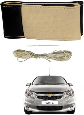 AYW Hand Stiched Steering Cover For Chevrolet Sail(Black, Beige, Leather)