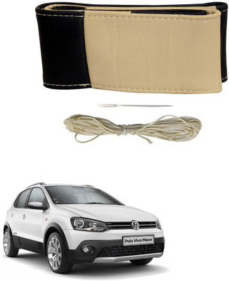 AYW Hand Stiched Steering Cover For Volkswagen Polo GT(Black, Beige, Leather)