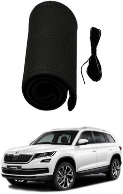 AYW Hand Stiched Steering Cover For Skoda Yeti(Black, Leather)