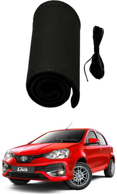 AYW Hand Stiched Steering Cover For Toyota Etios Liva(Black, Leather)