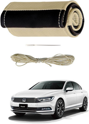 AYW Hand Stiched Steering Cover For Volkswagen Passat(Beige, Brown, Leather)