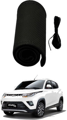 AYW Hand Stiched Steering Cover For Mahindra KUV 100(Black, Leather)