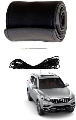 AYW Hand Stiched Steering Cover For Mahindra Mahindra(Grey, Black, Leather)