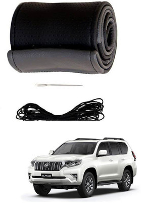 AYW Hand Stiched Steering Cover For Toyota Land Cruiser Prado(Grey, Black, Leather)
