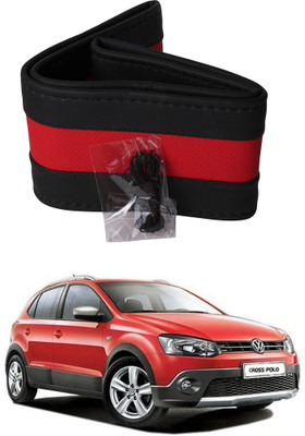 AYW Hand Stiched Steering Cover For Volkswagen Polo Cross(Black, Red, Leather)