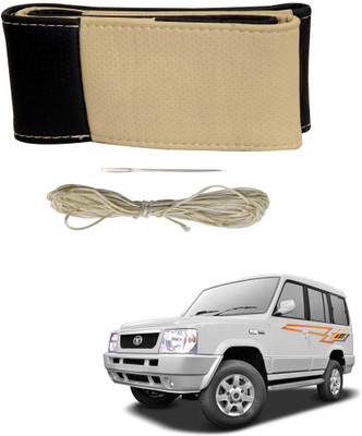 AYW Hand Stiched Steering Cover For Tata Sumo(Black, Beige, Leather)
