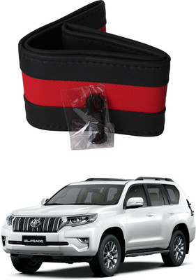 AYW Hand Stiched Steering Cover For Toyota Prado(Black, Red, Leather)