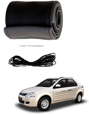 AYW Hand Stiched Steering Cover For Volkswagen Verito(Grey, Black, Leather)