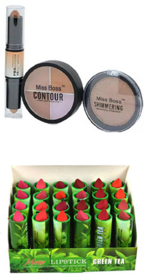 

Miss Boss 24 green tea lipstick and contour stick 3 in1 Concealer 34gm combo(Set of 2)