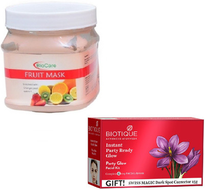 

Biocare FRUIT MASK 500GM WITH PARTY GLOW FACIAL KIT 65GM(Set of 2)
