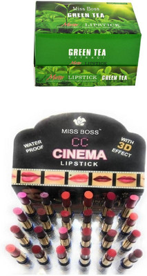 

Miss Boss ads 24 green tea lipstick and cinema Waterproof Lipstick (Set of 24) combo(Set of 25)