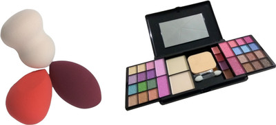 

Miss Boss fashion makeup kit and 3 blender sponge puff combo(Set of 2)
