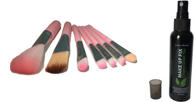 

Miss Boss hk pack of 7 pink brushes and kb Cinema Green Tea Makeup Fixer Primer - 80 ml combo(Set of 2)