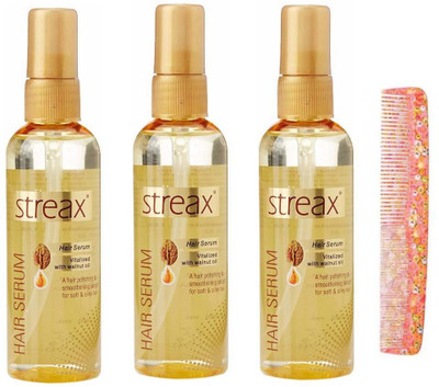 

Streax Hair Serum - Walnut oil 300 ML (3*100) with 1 comb (pack 4 )(Set of 4)