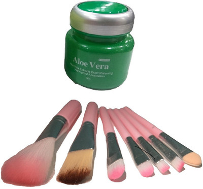 

Miss Boss hk pack of 7 pink brushes and kb aloevera foundation 50gm combo(Set of 2)