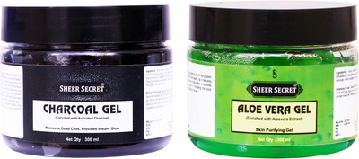 

Sheer Secret Charcoal Gel 300ml and Aloe vera Gel 300ml(Set of 2)