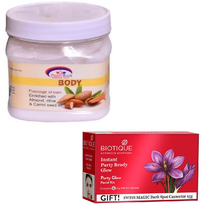 

Pink Root BODY MASSAGE CREAM 400GM WITH PARTY GLOW FACIAL KIT 65GM(Set of 2)