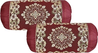 Countingbeds Floral Bolsters Cover(Pack of 2, 40 cm*75 cm, Maroon)