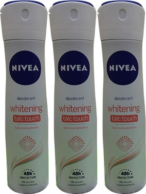 

Nivea Whitening Talc Touch (3 x 150ml) Deodorant Spray - For Women(450 ml, Pack of 3)