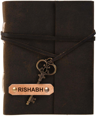 DI-KRAFT RISHAB embossed Leather Cover Diary With Key Lock A5 Diary Unruled 200 Pages(Brown)