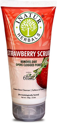 

Inatur Strawberry Face Scrub 150g, Removes Dirt, Opens Clogged Pores, Cream Base Cleanser and Softens & Tones(150 ml)