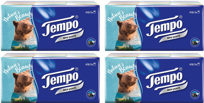

Tempo Pocket Handkerchief Mini 4-ply 9 packs (Pack of 4)(Pack of 180)