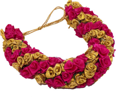 

WIZME gajra hair accessories for women gajra for wedding Hair Accessory Set(Pink, Gold)