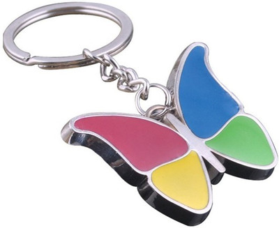 MGP FASHION Colourful Pink Yellow Blue Green Butterfly Unique Stainless Steel Charm Pendant Bag Metal Keyring Key Chain