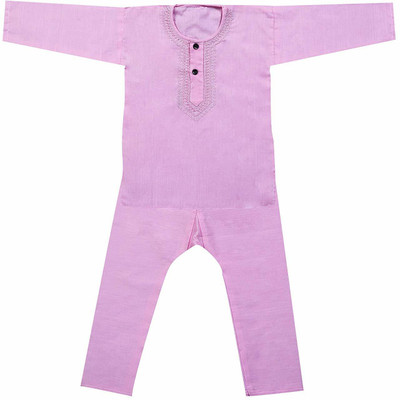 RS Boys Festive & Party, Casual, Wedding Kurta and Pyjama Set(Pink Pack of 1)