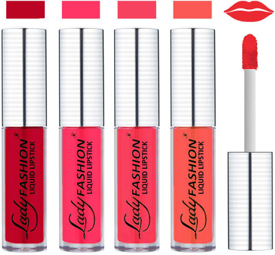 

Lady Fashion College Girls Sensational Matte Kiss Proof Liquid Lipstick(Violet, Magenta, Baby Pink, Peach)