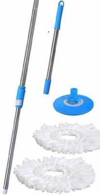 ROBMOB ™High quality Material Mop stick with 2 refill Wet & Dry Mop  (Multicolor) String Mop(Blue)
