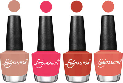 

Lady Fashion Most Alluring High Gloss Effect Matte Nail Polish Combo ( Set of 4 ) Nude , Sweet Pink, Light Copper, Peach(Pack of 4)