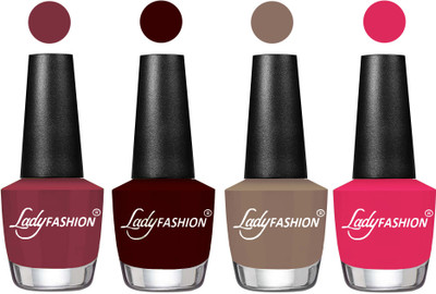 

Lady Fashion Most Alluring High Gloss Effect Matte Nail Polish Combo ( Set of 4 ) Mauve, Maroon, Beige, Strawberry(Pack of 4)