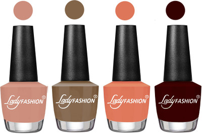 

Lady Fashion Most Alluring High Gloss Effect Matte Nail Polish Combo ( Set of 4 ) Nude , Brown Beige, Coral, Plum(Pack of 4)