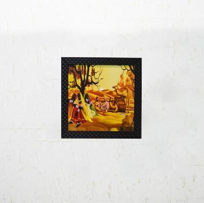 eCraftIndia Village View UV Matt Textured Ink 12 inch x 12 inch Painting(With Frame)