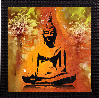 eCraftIndia Lord Buddha UV Matt Textured Ink 30.4 cm x 30.4 cm Painting(With Frame)